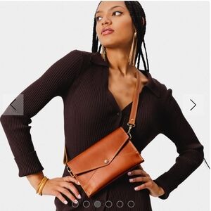 Portland Leather Envelope Crossbody Clutch - Honey